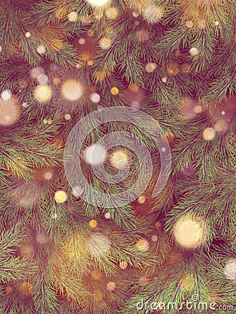 Light vintage blur bokeh on Christmas tree, light bokeh background. EPS 10 Vector Illustration