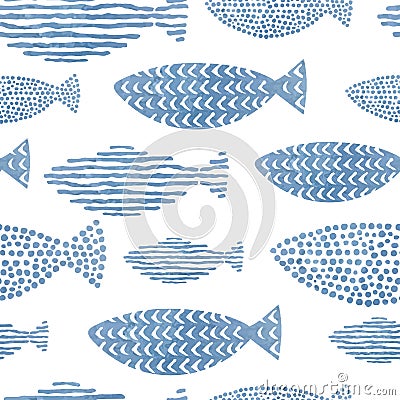 Light watercolor fishes. Vector Illustration