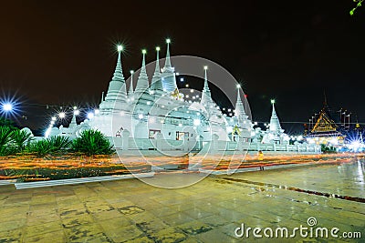 Light waving rite around the white pagoda Editorial Stock Photo