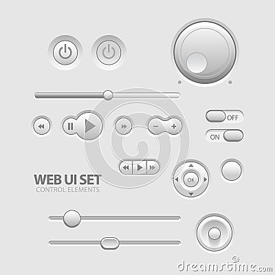 Light Web UI Elements Design Gray. Vector Illustration