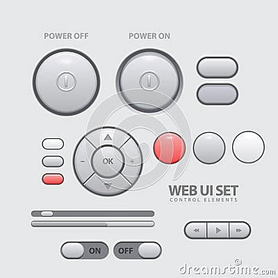 Light Web UI Elements Design Gray. Vector Illustration