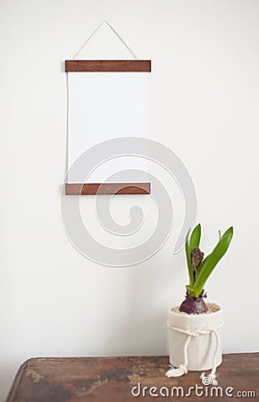 Light white frame on a white wall Stock Photo