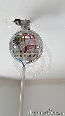 Light wiring ceiling rose Stock Photo