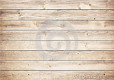 Light wooden texture with horizontal planks Vector Illustration