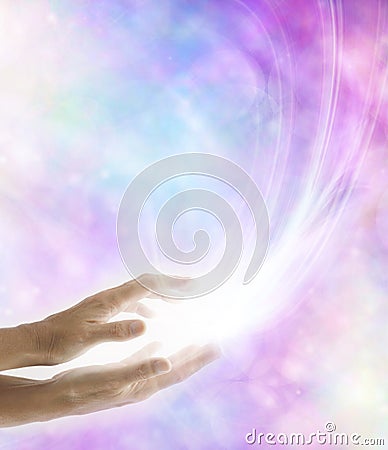 Light Worker Beaming Reiki Healing Energy Stock Photo