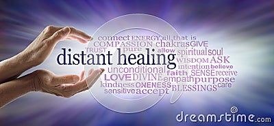 Light worker sending high frequency distant healing word cloud concept Stock Photo