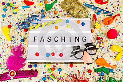 Lightbox with Text Fasching means Happy Carnival Stock Photo