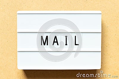Light box with word mail on wood background Stock Photo