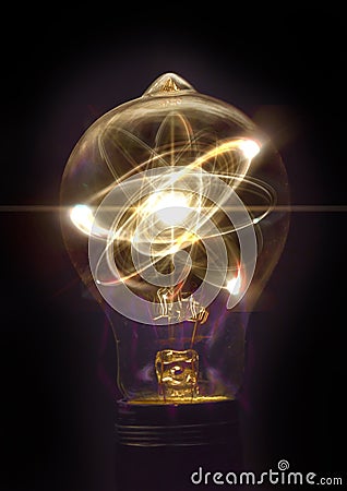 Lightbulb Atom Particle Stock Photo