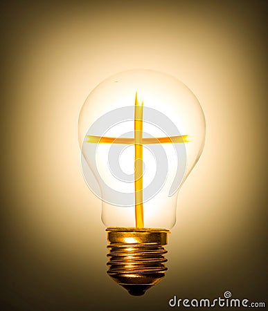 Lightbulb cross Stock Photo