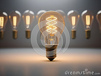 A lightbulb glowing with copy space background for creative thinking, problem solving solution, brainstorming, innovating concept Stock Photo