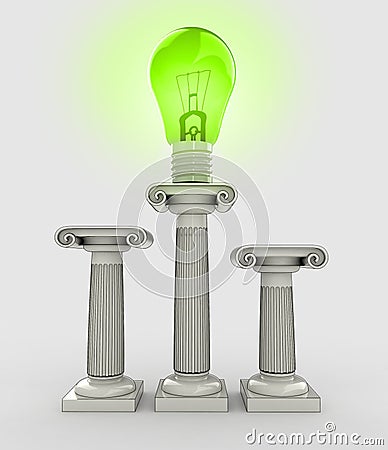 Lightbulb green renewable energy symbol Cartoon Illustration