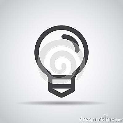 Lightbulb icon with shadow on a gray background. Vector illustration Cartoon Illustration