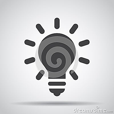 Lightbulb icon with shadow on a gray background. Vector illustration Vector Illustration