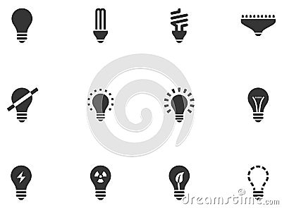 12 Lightbulb Icons Vector Illustration