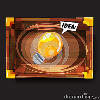 Lightbulb of idea in empty box. discover your idea concept Vector Illustration