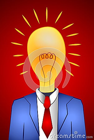 Lightbulb Man Thinking Ideas Cartoon Illustration