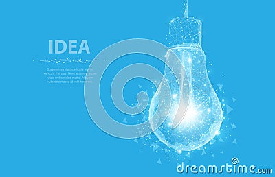 Lightbulb. Polygonal mesh art looks like constellation. Concept illustration or background Vector Illustration