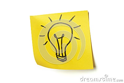 Lightbulb on sticky note Stock Photo