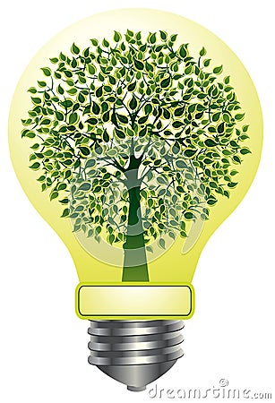 Lightbulb with tree Stock Photo