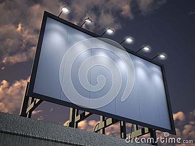 Lighted blank billboard Stock Photo