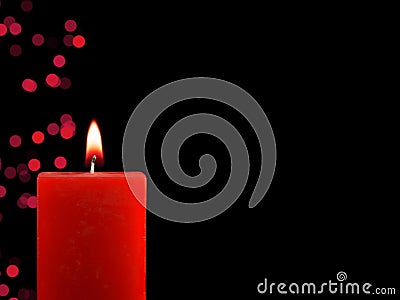 Lighted Christmas Candle Stock Photo