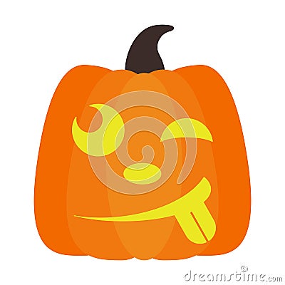Lighted Halloween Jack O` Lantern Pumpkin Vector Illustration