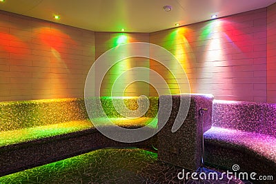 Lighted steam bath Stock Photo