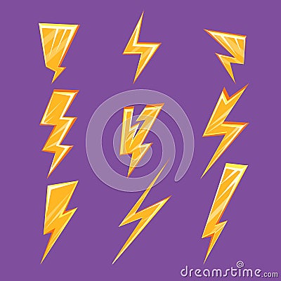 Lightening Bolt Set Vector Illustration