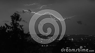 A lightening distributes over the city Stock Photo