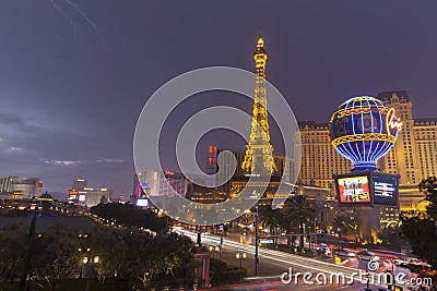 Lightening on Las Vegas Boulevard in Las Vegas, NV on July 19, 2 Editorial Stock Photo