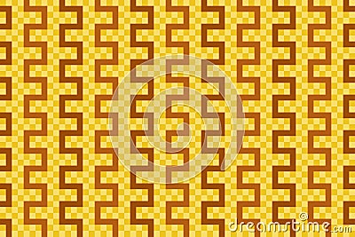 Orange lines over yellow checkered pattern Stock Photo