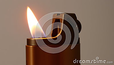 Lighter flame close-up, fire source and controlled flame ignition tool Generative AI Stock Photo