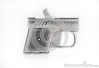 Lighter in the form of a gun on a light background Stock Photo