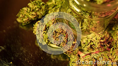 lighter and marijuana close-up. Smoking weed club Stock Photo