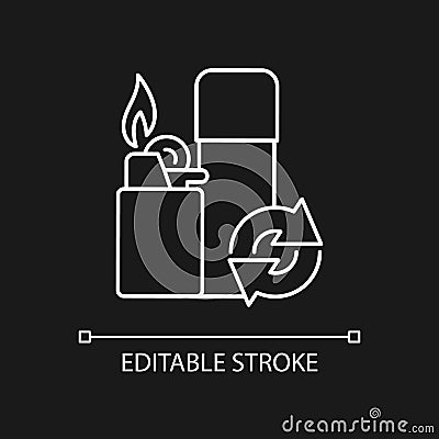 Lighter refill white linear icon for dark theme Vector Illustration