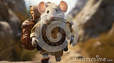 Lighthearted Mouse Adventure In Maya-rendered Field With Detailed Costumes Stock Photo