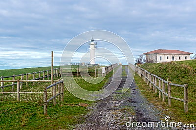 Lighthouse of Ajo Cape, Cantabria, Spain Stock Photo