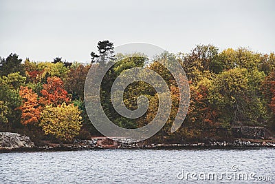 lighthouse in the archipelago during autumn Stock Photo