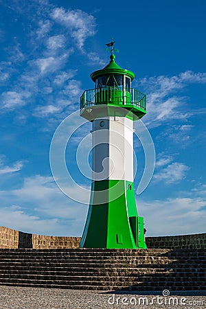 Lighthouse at the Baltic Sea coast in Sassnitz on the island Ruegen, Germany Stock Photo