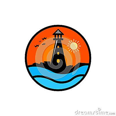 Lighthouse Beach Island Icon Creative Logo Vector Illustration