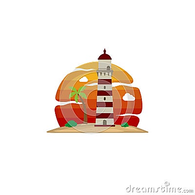 lighthouse beach island view Vector Illustration