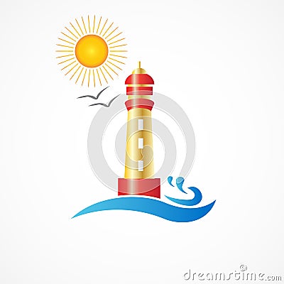 Lighthouse beach logo icon vector design image Vector Illustration