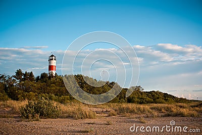 Lighthouse on the beach Stock Photo
