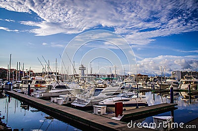 Beautiful blue sky over the Puerto Vallarta marina Editorial Stock Photo