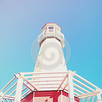 Lighthouse with blue sky, retro effect Stock Photo