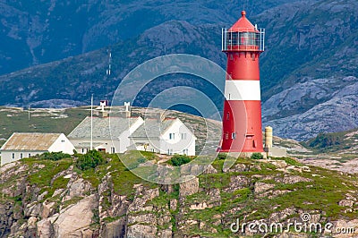 Lighthouse Buholmrasa Fyr, Sonnaholmen, Norway Stock Photo