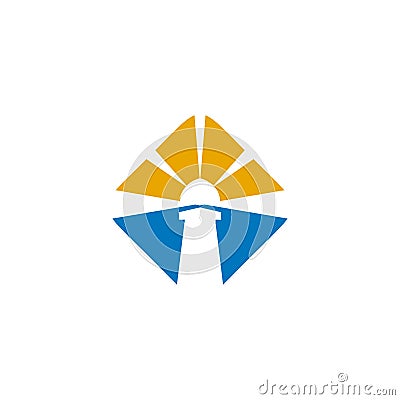 Å”Lighthouse building monitoring icon logo design vector illustration template Vector Illustration