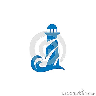 Lighthouse building monitoring icon logo design vector illustration template Vector Illustration