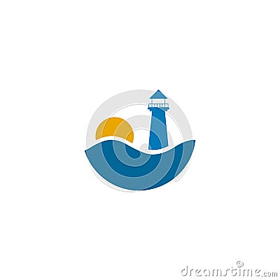 Lighthouse building monitoring icon logo design vector illustration template Vector Illustration